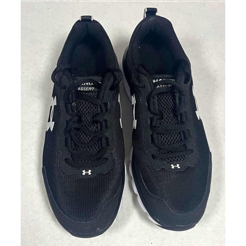 Under Armour Women's Charged Assert 9 Sneaker - Size 8 Black White Minimalist